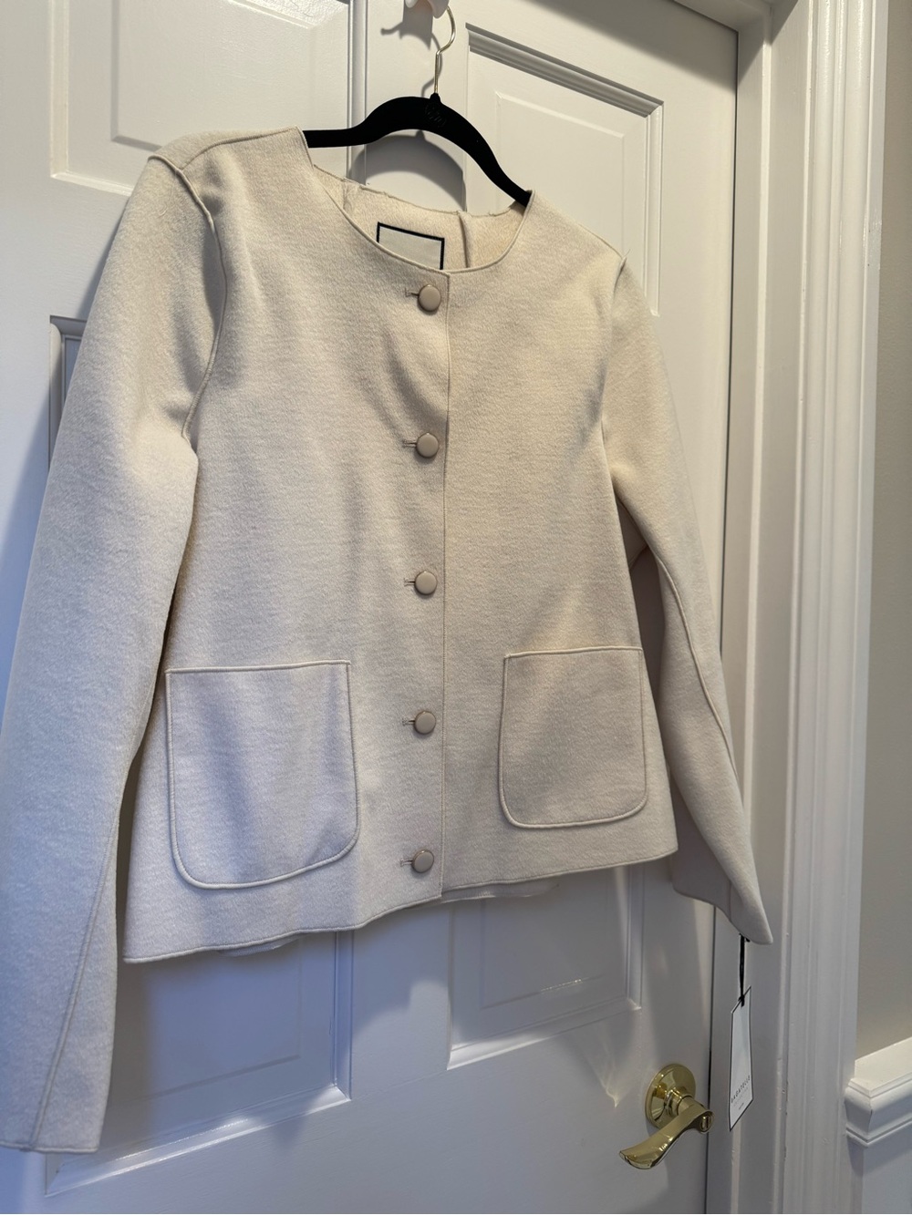 bagatelle Cream Round-Neck Button Jacket